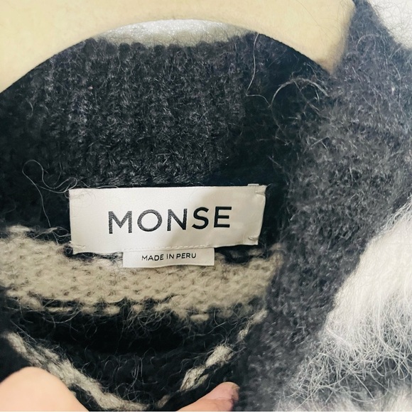 NEW Monse Cropped Zebra Print Alpaca Blend Sweater Quiet Luxury Ski Cozy Knit - Picture 5 of 8